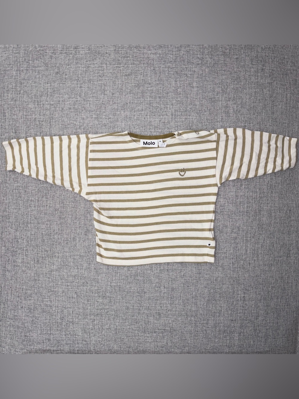 Molo Beige & White Striped Long Sleeve Tee